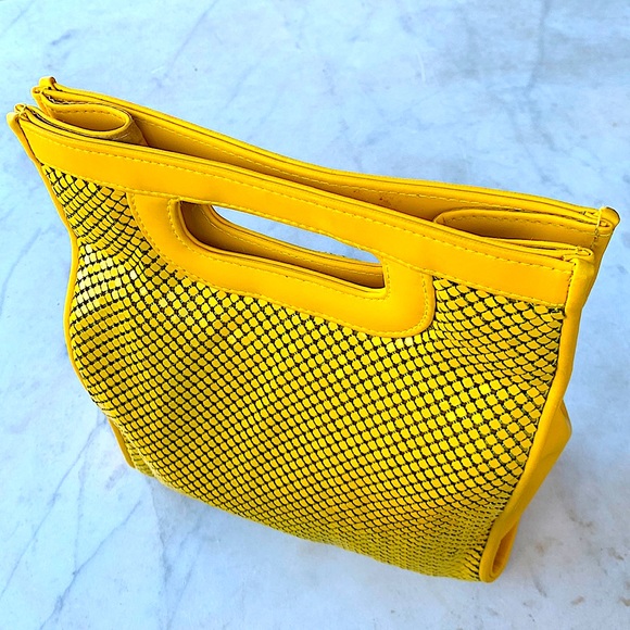 WHITING & DAVIS HANDBAG YELLOW MESH NWT Y2K - Picture 2 of 9